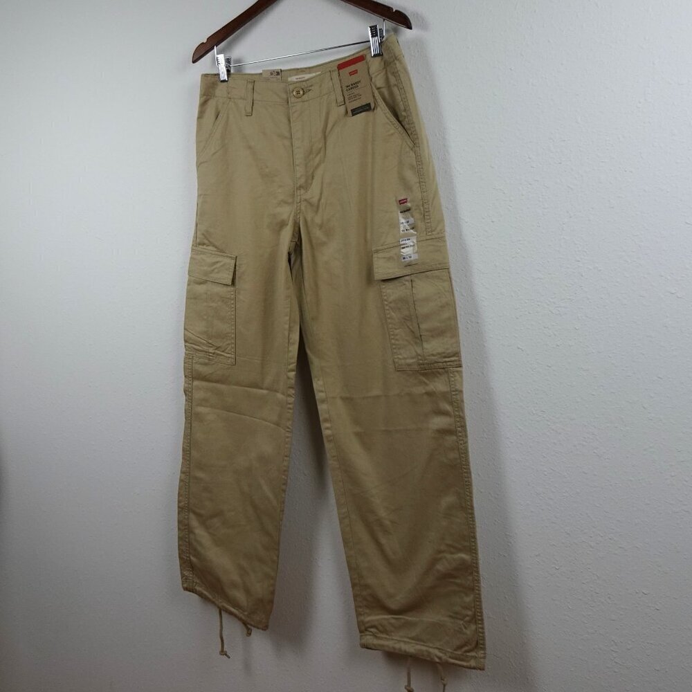 Levi's Baggy Cargo Pants Women's Size 30x32 Beige Loose Fit Adjustable Hem - Picture 3 of 10